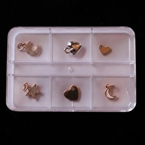 Celestial/Heart Mini Charm Box - 6 pc., Rose-Gold Charm Kit - - LadybugfeetDesigns -