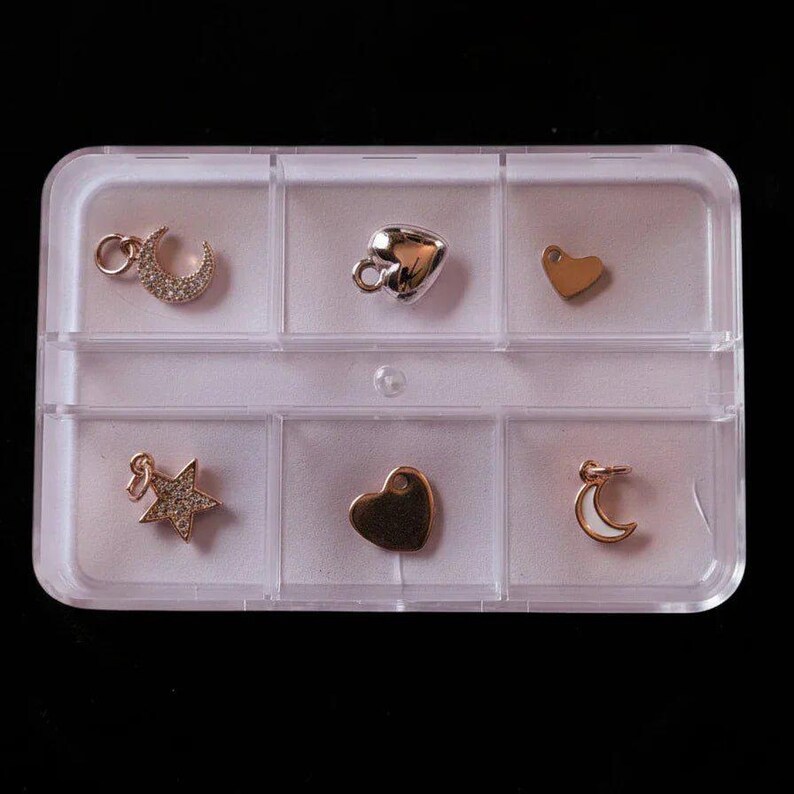 Celestial/Heart Mini Charm Box - 6 pc., Rose-Gold Charm Kit - - LadybugfeetDesigns -