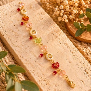 Botanical Starburst Crystal Bead Bracelet, Gold - - LadybugfeetDesigns -