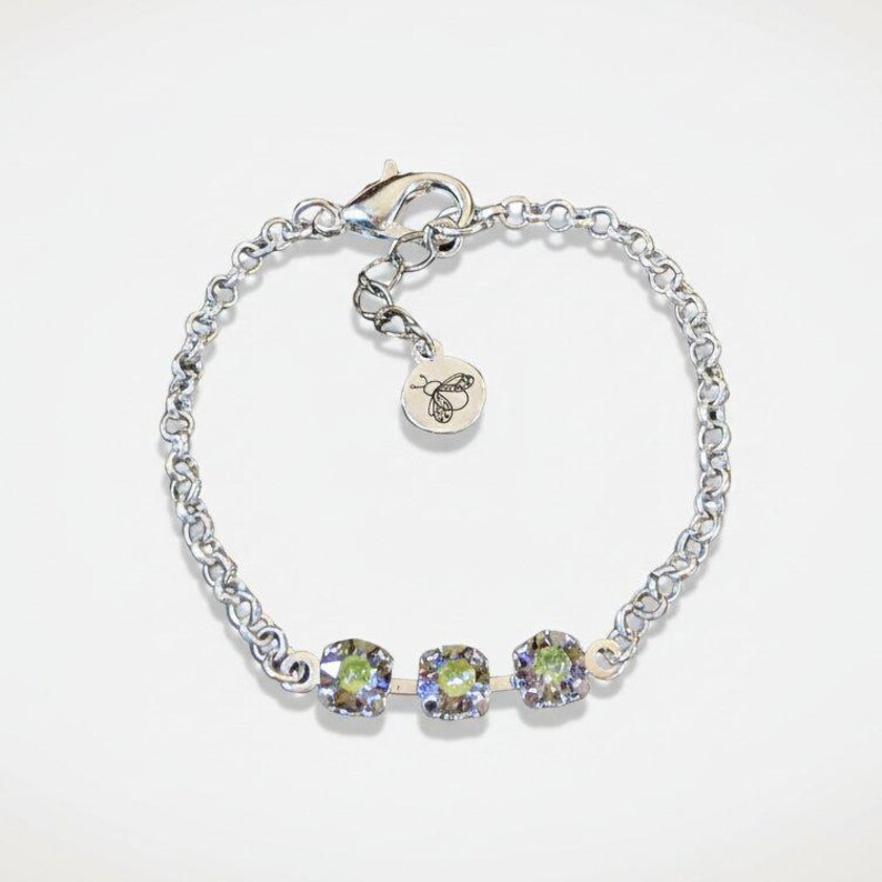 Minimalist Brilliant Three Faceted Crystal Bracelet - - LadybugfeetDesigns -
