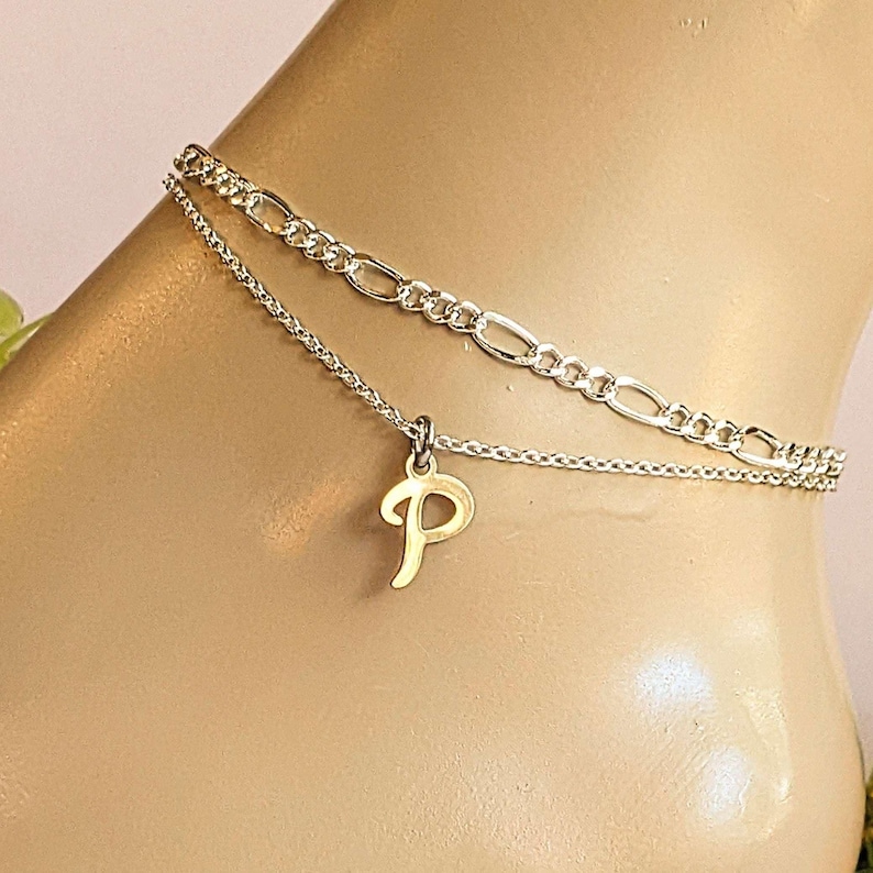 Silver Figaro Chain Anklet - - LadybugfeetDesigns -