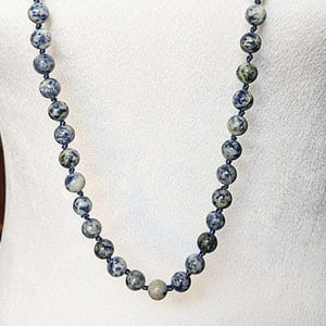 Blue Sodalite Semi-Precious Gemstone Necklace- 36 inch - - LadybugfeetDesigns -