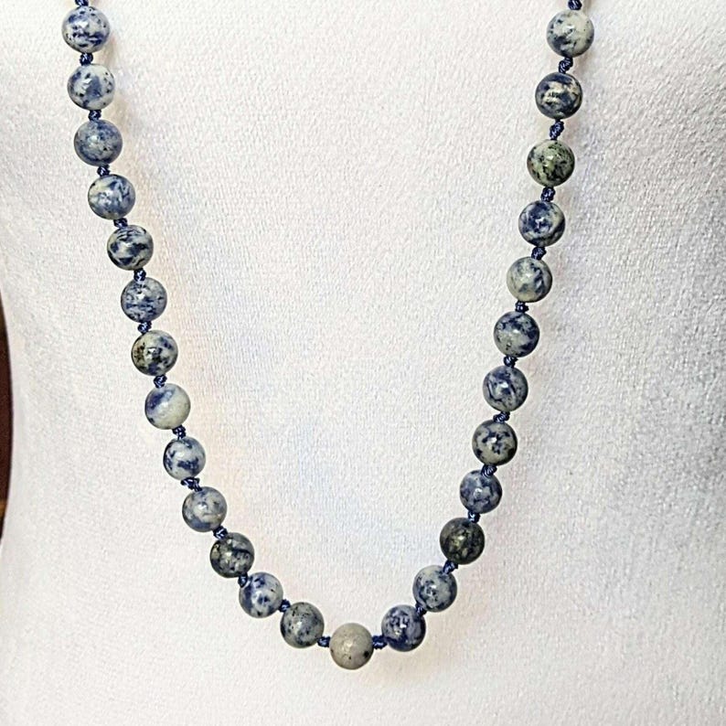 Blue Sodalite Semi-Precious Gemstone Necklace- 36 inch - - LadybugfeetDesigns -