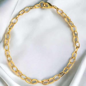Shiny Gold-Tone Oval Link Charm Bracelet Base - D.i.y. - Build Your Charm Bracelet! - - LadybugfeetDesigns -