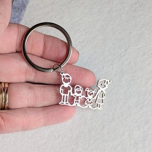 Happy Family Key Chain, Key Holder - Father's Day Gift - - LadybugfeetDesigns -