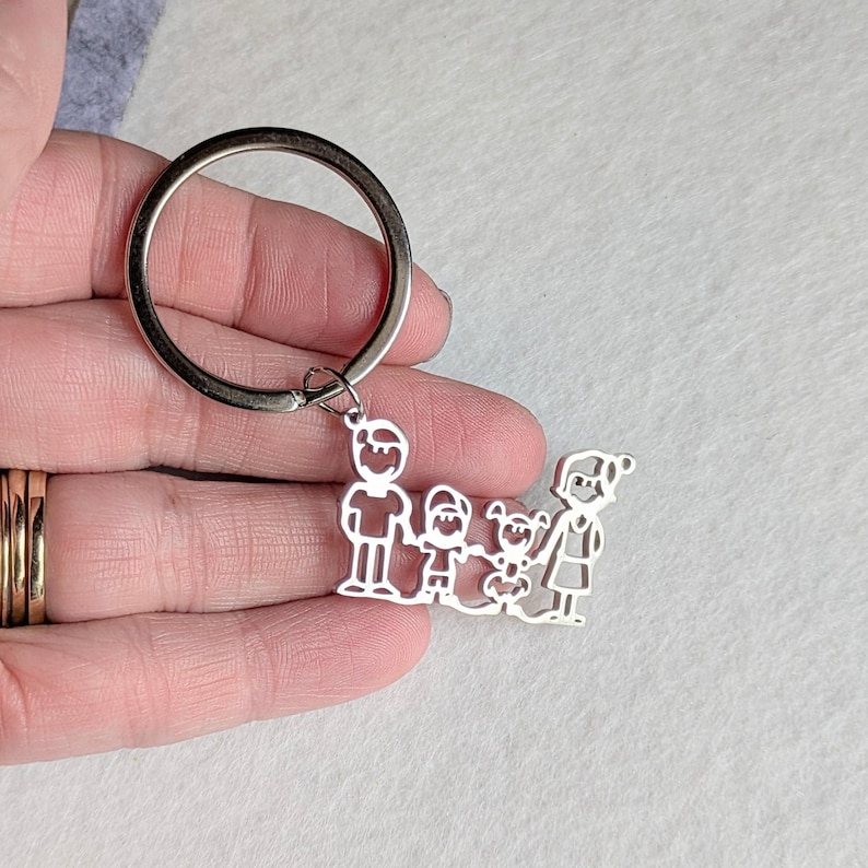 Happy Family Key Chain, Key Holder - Father's Day Gift - - LadybugfeetDesigns -