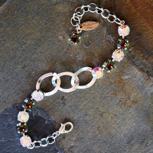 Multi Colored Faceted Crystal Chain Link Bracelet - - LadybugfeetDesigns -