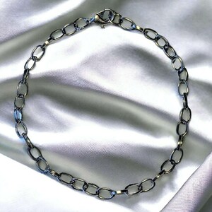 Black Steel Oval Link Charm Bracelet Base - D.i.y. - Build Your Charm Bracelet! - - LadybugfeetDesigns -