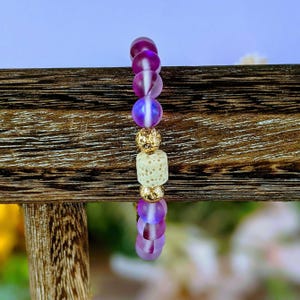 Iridescent Purple Mystic Aura Quartz Gemstone Diffuser bracelet - - LadybugfeetDesigns -