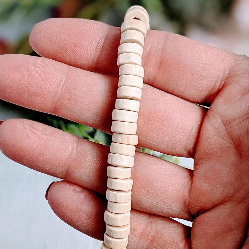 Ivory Heishi Wood Bead Stretch bracelet - Unisex - - LadybugfeetDesigns -