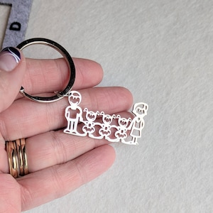 Happy Family Key Chain, Key Holder - Father's Day Gift - - LadybugfeetDesigns -