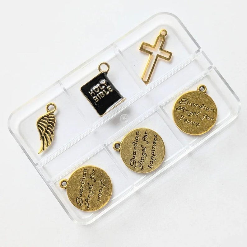 Guardian Angels Mini Charm Box - 6 pc., Gold - - LadybugfeetDesigns -