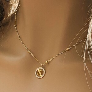 CZ Zodiac Symbol Necklace, Gold - 18 inch - - LadybugfeetDesigns -