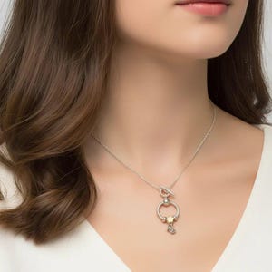 Kitty And Balloon Sterling Silver Toggle Charm Necklace, 20 inches - - LadybugfeetDesigns -