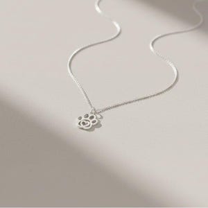Dog Paw Necklace, 20 Inches - Silver - - LadybugfeetDesigns -