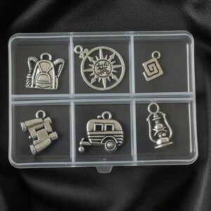 Happy Camper Mini Charm Box - 6 pc., Silver - - LadybugfeetDesigns -
