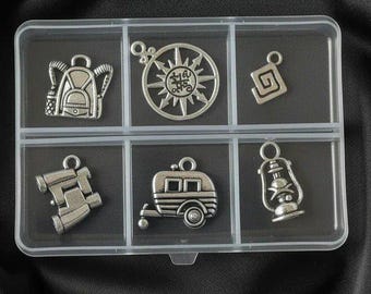 Happy Camper Mini Charm Box - 6 pc., Silver
