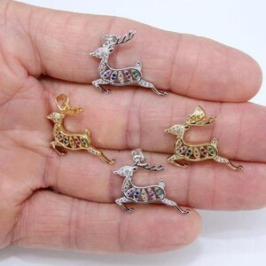 Christmas Reindeer Rhinestone necklace, 18 inch - - LadybugfeetDesigns -
