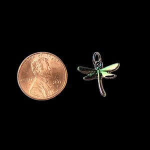 Black Electroplated Dragonfly Charm - - LadybugfeetDesigns -