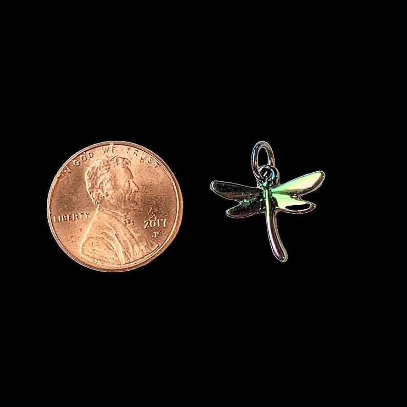 Black Electroplated Dragonfly Charm - - LadybugfeetDesigns -
