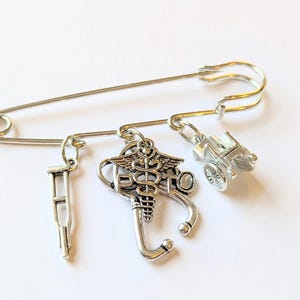PT - Physical Therapist Safety Pin Brooch, Purse Charm - - LadybugfeetDesigns -
