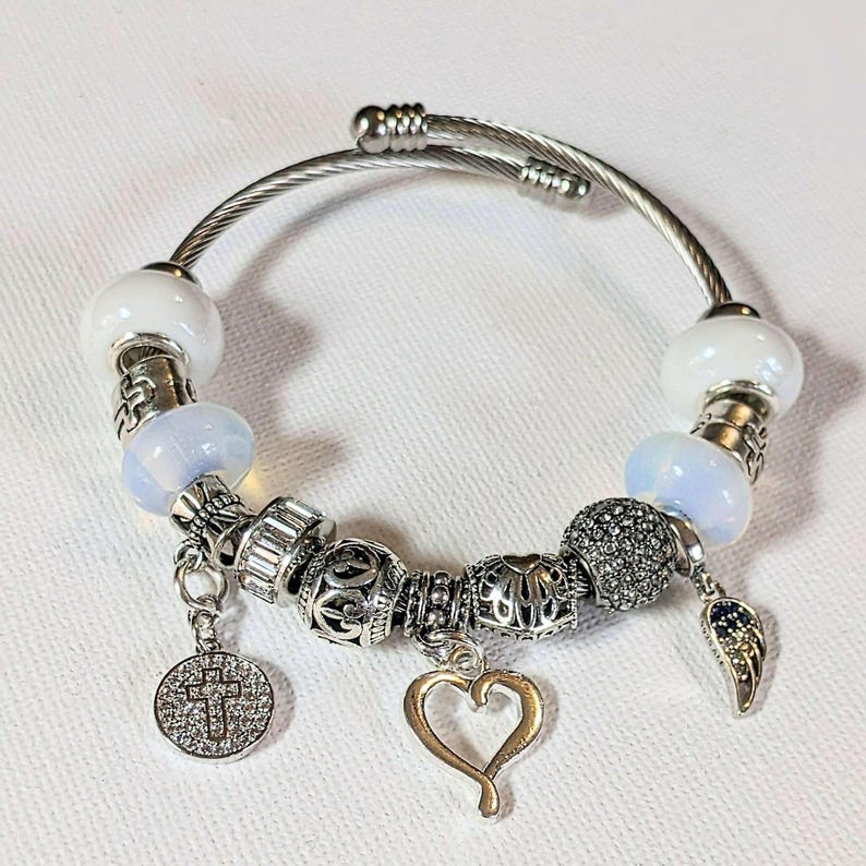 Easy Wrap Memorial Cuff Bracelet, Silver - - LadybugfeetDesigns -
