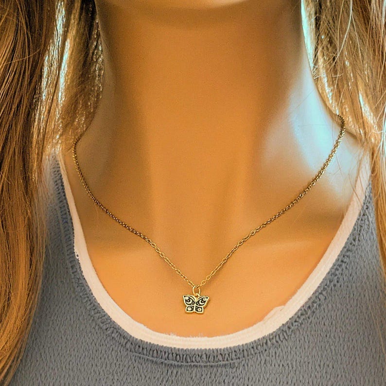 Celestial Butterfly necklace, Gold- 20 inch - - LadybugfeetDesigns -