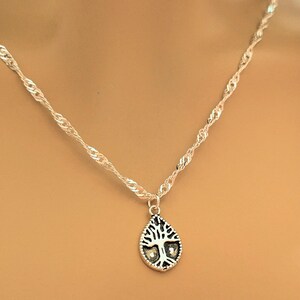 Tree of Life Drop Necklace, Silver - 20 inch - - LadybugfeetDesigns -