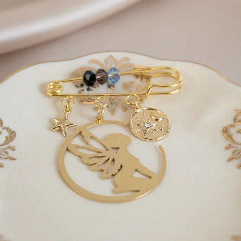 Fairy Safety Pin Brooch, Purse Charm - - LadybugfeetDesigns -