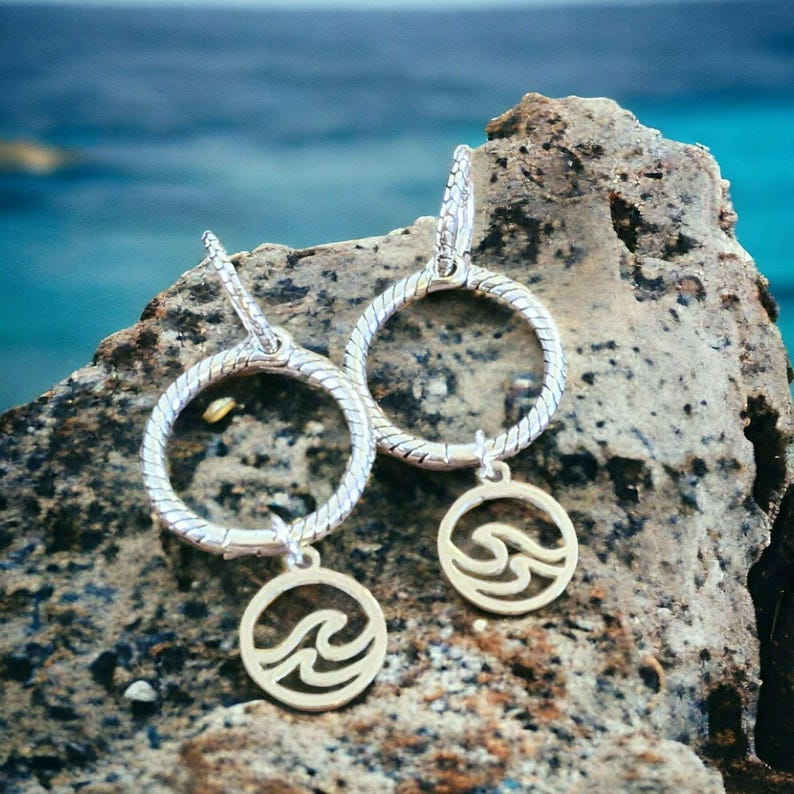 Sterling Double Hoop Sterling Wave Earrings, 3 in 1 Hoops - - LadybugfeetDesigns -