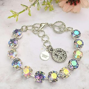 Peace Sign Faceted Crystal Bracelet - - LadybugfeetDesigns -