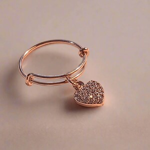 CZ Rose Gold Heart Ring 5-7 - - LadybugfeetDesigns -