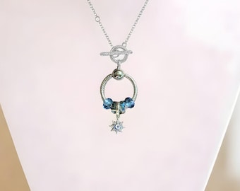 Colar com pingente de prata esterlina Lua, Sol e Estrela II, 50 cm (20 polegadas)
