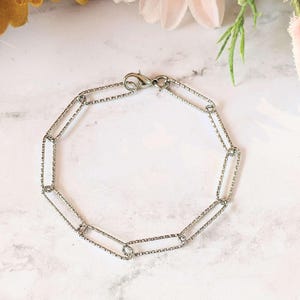 Diamond Cut Silver Paperclip Chain Bracelet - - LadybugfeetDesigns -