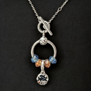 Sleeping Under the Stars Sterling Silver Toggle Charm Necklace, 20 inches - - LadybugfeetDesigns -