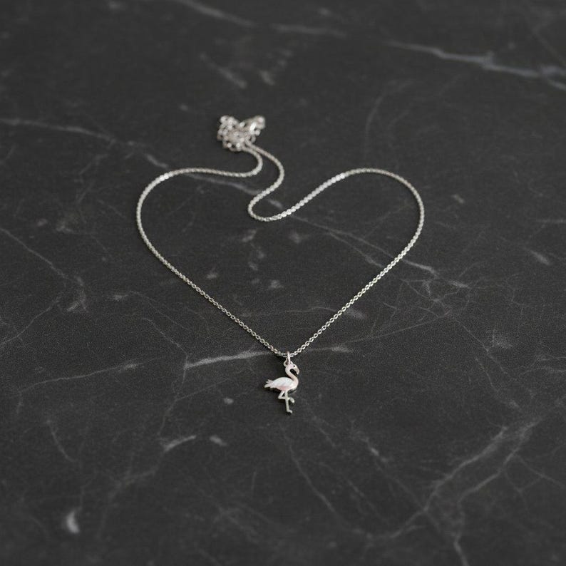 Rustic Flamingo Necklace, 20 inches - Silver - - LadybugfeetDesigns -