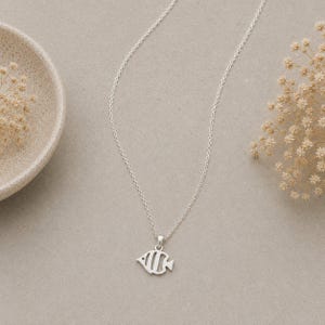 Tropical Fish Necklace, 20 inches - Silver - - LadybugfeetDesigns -
