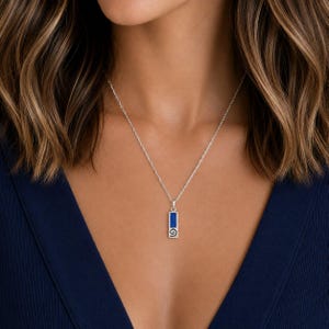 Blue Tag Necklace, 20 inches - Silver - - LadybugfeetDesigns -