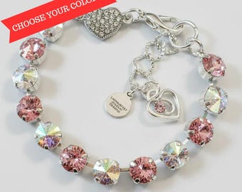 Rhinestone Heart Faceted Crystal Bracelet