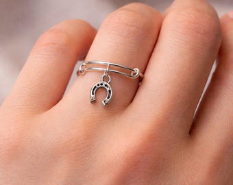 Horse Shoe Expandable Charm Ring