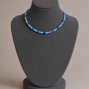 Purple Teal Beaded Choker Necklace - 16 inch - - LadybugfeetDesigns -