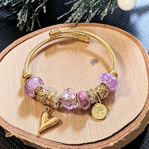 Romantic Heart Euro Cuff Wrap Bracelet, Gold - - LadybugfeetDesigns -