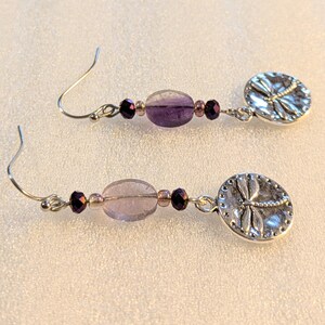 Fluorite Dragonfly Beaded Hook Earrings, Silver - - LadybugfeetDesigns -