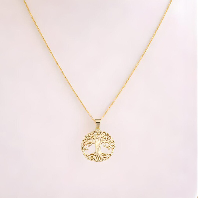 Tree of Life necklace, Gold- 20 inch - - LadybugfeetDesigns -