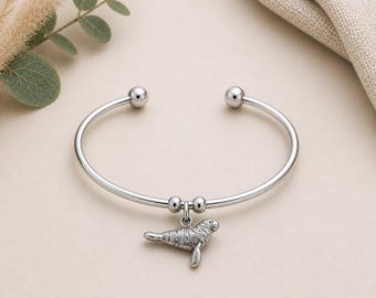 Manatee Euro Bangle Cuff, Silver