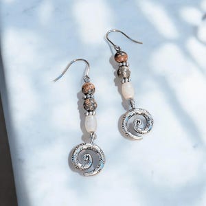 Opal, Jasper Swirl Earrings - - LadybugfeetDesigns -