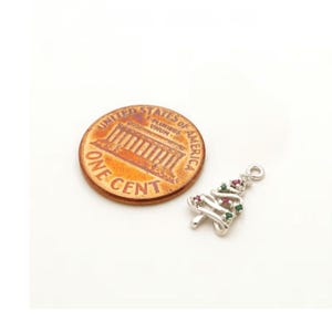 Christmas Tree Charm Dangle Wrap Ring - - LadybugfeetDesigns -