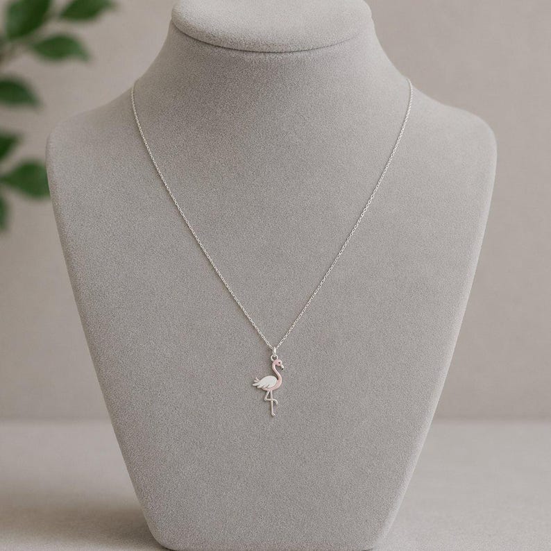 Rustic Flamingo Necklace, 20 inches - Silver - - LadybugfeetDesigns -