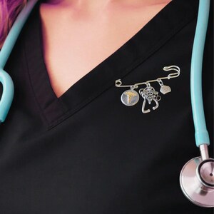 NP - Nurse Practitioner Safety Pin Brooch, Purse Charm - - LadybugfeetDesigns -