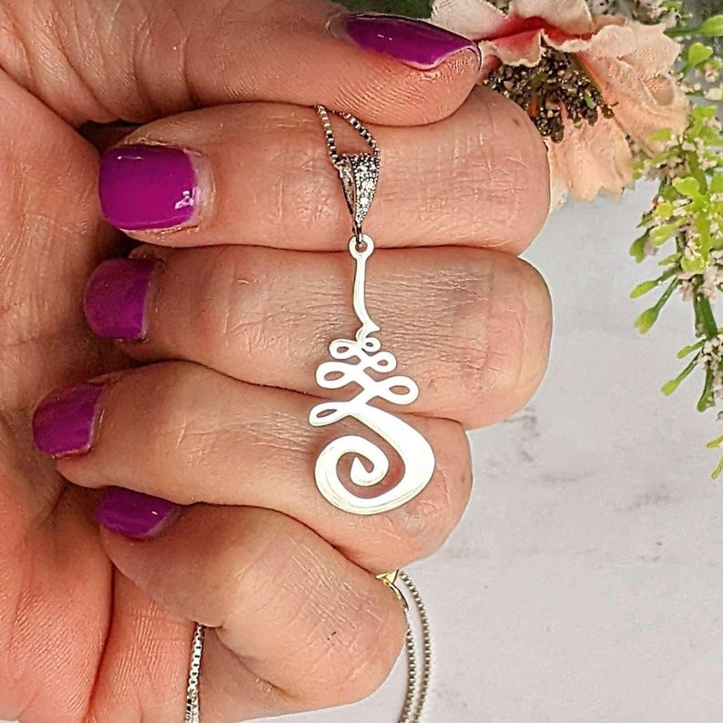 Unalome Earring/Necklace Set, Silver - Adjustable - - LadybugfeetDesigns -
